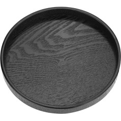 Apaļš servēšanas paplātes neslīdošs masīvkoka tējas kafijas uzkodas ēdiena pasniegšanas paplātes plate restorānu paplātes melns dekoratīvs paplātes apaļš tējas kafijas paplātes bārs dzērienu pārtikas pasniegšanas paplātes (27cm)