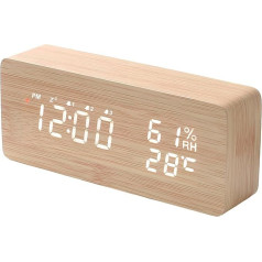 VORRINC Modinātājs Digitālais radio modinātājs ar 3 neatkarīgiem modinātājiem un Snooze funkciju Modinātājs Wood ar datumu Temperatūra Radio modinātājs Digitālais modinātājs ar barošanas avotu Var automātiski