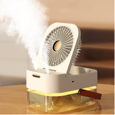 Ankrs mitrināšanas ventilatori, portatīvs ventilators, gaisa mitrinātājs, 2 L, īpaši kluss galda ventilators ar nakts apgaismojumu, USB mazs gaisa dzesētājs, gaisa mitrinātājs ar regulējamu leņķi