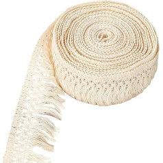 Boho-Fransenbordüre, breit, Nähen, Quaste, Vorhang, Nähborten, Fransenstoff, dekorative Einfassung, Vintage-Besatz, Fransen, Verzierungen für Kleidung, Handwerk, 20 Meter x 6 cm, Weiß