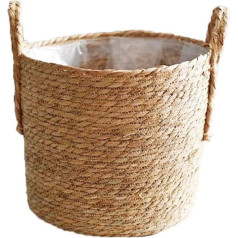 Jūras zāliena grozu stādītājs, dabīgie augu podi, ar rokām austi stādītāji ar plastmasas oderējumu, kas necaurlaidīgs iekštelpām, āra dārzam, balkonam, mājas dekorēšanai Diametrs 35 cm