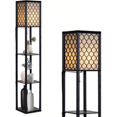 Costway 160 x 26 x 26 cm stāvlampas plaukts, koka stāvlampa, E27 stāvlampa, moderns interjera apgaismojums ar 3 līmeņiem, stāvlampa guļamistabai (2. modelis)