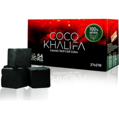 Coco Khalifa kokkokokokokokokokokokogles | 10 kg dabīgo kokogļu, kas izgatavotas no kokosriekstu čaumalām | Premium gril briketes | Ilgtspējīgas kokogles ar ilgu degšanas laiku | Ideāli piemērotas arī holandiešu krāsnij un BBQ [27 x 27 x 27
