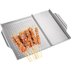 Antihaft-Grillaufsatz, BBQ-Grillaufsatz | Gemüsegrillkörbe mit Löchern und Griffen,Antihaftbeschichteter, rostbeständiger Grill-Wok, Grill-Kochgeschirr, BBQ-Grill-Zubehör