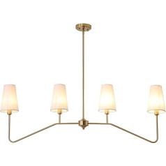 ZenithBeam Piekaramais gaismeklis Ēdamgalds 120 cm Piekaramais gaismeklis 4-Light Classic Linear Pendant Light Zelta Zelta ar baltu lina abažūru Lampas E14 Piekaramais apgaismojums guļamistabai Virtuve 160 W