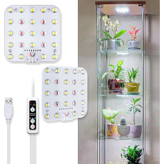 DOMMIA Augu lampa, LED pilna spektra gaismas diodes ar optisko lēcu, saules gaisma zem skapja ar 6/12/16 stundu taimeri, USB adapteris