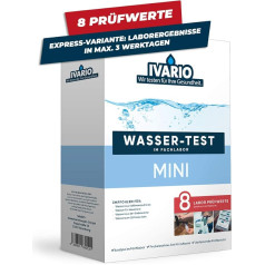 IVARIO Express Mini ūdens tests (8-in-1) dzeramajam ūdenim, ūdens parauga ekspertīze akreditētā laboratorijā ar 8 testa vērtībām