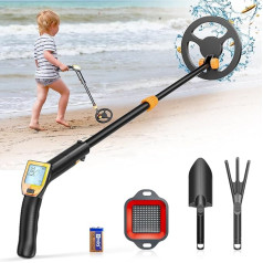 Metāla detektors bērniem, Kooeuru bērnu metāla detektors ar regulējamu vārpstu 66-83 cm LCD displejs ūdensizturīgs meklēšanas spole, metāla detektors bērniem ar lāpstu grābeklis siets metāla atrašanai