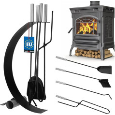 KOTARBAU® Fireplace Tools Black Modern Oven Cutlery Steel Fireplace Accessories Fireplace Set Brush Shovel Tongs Poker with Stainless Steel Handles Stand Fireplace Cleaning Set Fireplace Accessories