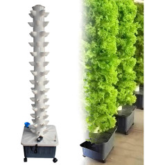 PTSZNGS Augšanas komplekts bez augsnes tornis Aeroponic Grow Kit mit Feuchtigkeitspumpen-Timer-Adapter, vertikaler Grow Tower, 70-Loch-Aeroponic Grow Kit