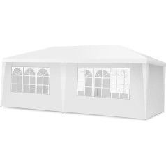 COSTWAY lapene 3 x 6 m, dārza lapene ar 6 noņemamām sānu sienām un logiem, svētku telts, telts, dārza telts, UV aizsardzība, dārzam, svētkiem, kāzām