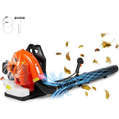 VEVOR lapu pūtējs, 79CC 2-taktu benzīna lapu putekļsūcējs ar 3L degvielas tvertni, 930CFM gaisa tilpums, 184MPH ātrums, ideāli piemērots zāliena kopšanai, lapu tīrīšanai un sniega tīrīšanai