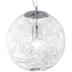 Ideal Lux Map Max SP1 D40 Brushed E27 Aluminium Lighting Suspension - Piekaramais apgaismojums (Brushed, Aluminium, Transparent, Glass, Metal, Glass, Glass, Living Room)