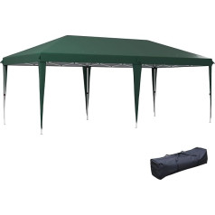 Outsunny Faltbares Zelt 6x3m Garten Gazebo mit 3 Ebenen Verstellbare Höhe Gazebo Tragetasche Anti-UV Stahlrahmen für Patio Parteien Camping Grün