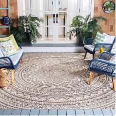 Safavieh Courtyard Collection CY8734 Kājslauķi iekštelpās un ārpus telpām, izturīgi pret traipiem 2,7 x 2,7 m kvadrātveida gaiši smilškrāsas/brūngani