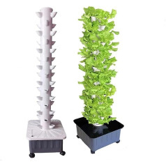 PTSZNGS Hydroponic Tower Aquaponics audzēšanas sistēma 45 caurumi Aeroponics audzēšanas komplekts 15 līmeņu garšaugu vertikālā hidroponiskā audzēšanas sistēma Noņemami PP kolonizācijas kausi