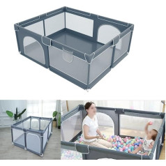 ECUTEE Rotaļu mājiņa Baby Playpen Barjeras 180 x 200 cm ar elpojošu sietu Aizsardzības vārti Taisnstūra rāpošanas vārti bērniem Bērnu žogs Drošības rotaļu laukums