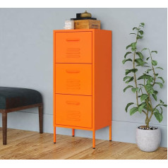 CINDERFUL Lagerschrank Orange 42,5x35x101,5 cm Stahl,Orangefarbener Stahlschrank mit Schubladen für Organisation im Haushalt Aufbewahren Organisieren