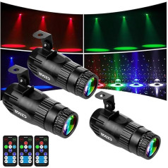 ‎Czgor LED Pinspot gaisma, 3 gabali, Czgor Disco Ball prožektori 15W RGBW 4 in 1 spoguļbumbu gaisma ar tālvadības pulti, īpaši spilgti LED Pin prožektori ballītēm, DJ diskotēkām, klubiem, bāriem, kāzām