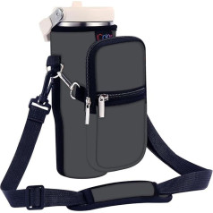 icolor Ūdens pudeles somiņa Stanley IceFlow Flip Straw Tumbler 20/850.5g Stanley IceFlow kausa turētājs neoprēna futrālis Stanley kausa piederumu soma Crossbody Sling Travel Fitness, pelēka, mākslas druka