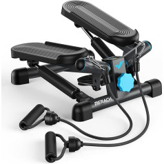 MERACH 2-in-1 Stepper mājas lietošanai, Mini Stepper 150 kg ar LCD monitoru, Up-Down Swing Stepper ar Power Ropes kāju / roku / sēžamvietu treniņiem