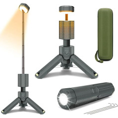 CARPESUN IPX7/IPX5 LED āra kempinga lampa, uzlādējama, maksimālais 35 stundu darbības laiks, 10500 mAh izvelkama kempinga gaisma ar regulējamu krāsu temperatūru, lukturītis kempingam, pārgājieniem, makšķerēšanai,