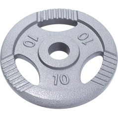 Gorilla Sports® olimpisko svaru paliktņu komplekts - čuguna plāksnes ar satveršanas sekcijām - 1,25 - 20 kg svara plāksnes - 50/51 mm centra caurums, sudraba krāsā
