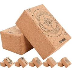 RDX jogas korķa bloku komplekts, augsta blīvuma EVA putu neslīdošas bloki, viegls jogas bloks ķermeņa līdzsvaram, spēka elastībai, pilatesam, fitnesa atbalstam, mājas fitnesa aprīkojums, 22,5 x 14,5 x 10,2 cm