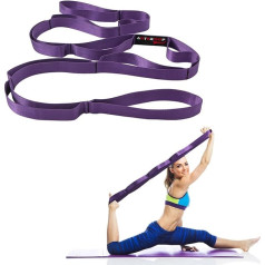 Izturīga neelastīga stiepšanās siksna fizikālajai terapijai un jogai, 10 cilpas stiepšanās josla pilates, elastībai, vingrinājumiem - ideāli piemērota vīriešiem un sievietēm