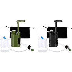 Āra ūdens filtrs, 5000 L, pārnēsājams kempinga ūdens filtrs, personīgais sūkņa filtrs, galda ūdens filtrs ar starteri, avārijas izdzīvošanas rīku ūdens attīrītājs pārgājieniem, ceļojumiem, ārkārtas gatavībai