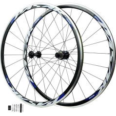 LPYDWZ Ceļa velosipēdu riteņu komplekts 700C, alumīnija sakausējums, V-bremzes 30 mm Kalnu velosipēdu loka ātrās atbrīvošanas priekšējie un aizmugurējie riteņi, saderīgi ar 7-12 ātrumu kasetēm