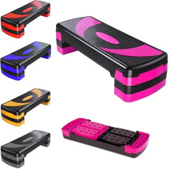 MAXSTRENGTH Aerobikas vingrinājumu Stepper, 3 regulējami augstuma līmeņi, 10cm, 15cm, 20cm, piemēroti kardio, jogai, treniņiem, treniņiem, treniņiem, iekštelpu āra fitnesam mājās un sporta zālē