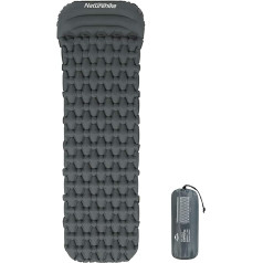 Naturehike guļammaiss, viegls, vienvietīgs guļammaiss, 6,5 cm biezs, piepūšams gaisa spilvens, āra, kompakts un mitrumizturīgs mugursomai, kempingam (pelēks ar piepūšamo maisiņu)