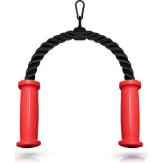 FourRoar Triceps virve un bicepsa virve ar ergonomisku neslīdošu rokturi, treniņu virve tricepsam, lai izvairītos no spiediena uz rokām, aukla tricepsam ar karabīnes skavu