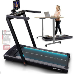 Sportstech sTread Fold Smart Mini skrejceļš salokāms - vācu kvalitātes zīmols - ar lietotnes funkciju - Fitnesa skrejceļš līdz 12 km/h un pastaigu paliktnis līdz 6 km/h mājās - 360° planšetdatora turētājs
