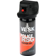 Pepper Spray VESK Police RSG Gel 50 ml smidzinātāja galviņa ar aizsargātu vāciņu - augstas kvalitātes dzīvnieku atbaidīšanas aerosols pašaizsardzībai