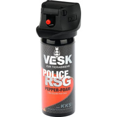 Pepper Spray VESK Police RSG Foam 50 ml smidzinātāja galviņa ar atsperu vāciņa aizsargātu vāciņu - augstas kvalitātes dzīvnieku atbaidīšanas aerosols pašaizsardzībai