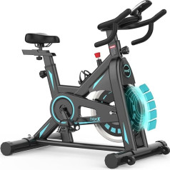 Dripex trenažieru velosipēds ar magnētisko pretestību, siksnas piedziņa, klusais spininga velosipēds, iekštelpu, fitnesa velosipēds ar sirdsdarbības ritma monitoru un LCD monitoru, maksimālais svars 150 kg (zaļš)