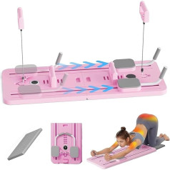 Pilates Board Salokāms Pilates Reformer Pilates Reformer komplekts Daudzfunkcionāls Abs dēlis Automātisks Rebound Abdominal Roller Piemērots visa ķermeņa treniņiem Rozā L106 x W41 x H7