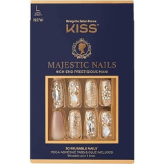 KISS Majestic augstas klases manikīra komplekts, My Crown Long Length Coffin, Premium mākslīgie nagi, ietilpst nagu līme, līmlente, mini vīlīte, sagatavošanas spilventiņš un 30 mākslīgie nagi, 1 gabals (1 iepakojums)