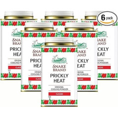 Snake Brand Prickly Heat atvēsinošs pulveris 140 g Vairumtirdzniecības cena Multi-Pack aptiekām Sporta klubs Spa Veselības veikals (Classic, 6 gab.)
