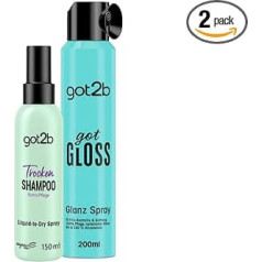 got2b sausais šampūns Extra Care Liquid-to-Dry Spray (150 ml), nevainojami svaigam izskatam, un got2b gotGloss Shine Spray (200 ml), līdz 48 stundām ilgā spīduma kontrolei.