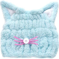 Minkissy Cat Ausu matu dvieļi Mikrošķiedras wrap turbāns Ātri žāvējoša vanna Ātri žāvējoša absorbējoša matu žāvēšanas kapuci Vannas piederumi meitenēm sievietēm Zils