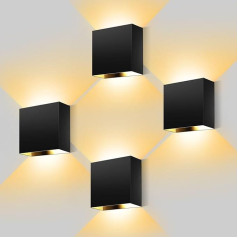 kioooki Iekštelpu sienas lampas ar elektrības pieslēgumu, LED sienas lampas iekštelpām, silti balts LED sienas apgaismojums, moderns sienas apgaismojums, sienas apgaismojums guļamistabai, viesistabai, kāpnēm, melns, 12 W