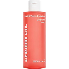 Cream Co. 200ml AHA/BHA C vitamīna ikdienas toniks sejai Eksfoliējošs sejas losjons taukainai jauktai un normālai ādai Dermatoloģiski pārbaudīts sejas toniks, nesatur sulfātus un parabēnus.
