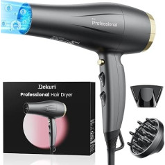 Dekuri Light matu žāvētājs Ion saglabā mitruma apjomu, ātri žūstošs matu žāvētājs, matu žāvētājs ar difuzoru, 3 sildīšanas, 2 ventilatora līmeņi smalkiem, bieziem, veselīgiem, izturīgiem matiem, piemērots ģimenei, ceļojumiem, pel