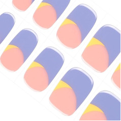 DANNI & TONI Nail Decals Semi-Cured Soft Self Adhesive Gel Nail Stickers Salona kvalitātes manikīra uzlīmes komplekts (Sunlit Serenity) Zils un dzeltens franču uzlīmes French Tips French Tips