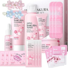 Sakura Hautpflege-Sets & Kits, Mädchen Verwöhnset, Gesichtspflegesets für Frauen, Teenager-Mädchen-Geschenke - Japanische Hautpflege (450g, Saruka)