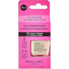 Nails.INC Gimme Strength Nail Treatment, atjaunojošs nagu stiprinātājs ar vegānu kolagēnu, mirdzošs nagu izgaismotājs, nesatur cietsirdību, vegāns