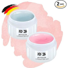 Gēla komplekts - 1 fāzes gēls caurspīdīgs + rozā - ražots Vācijā (2 x 30 ml)